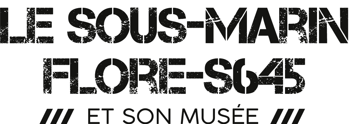 Logo Sous-Marin Flore S-645 Musée Lorient en noir et blanc Le Reuz